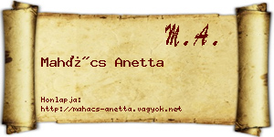 Mahács Anetta névjegykártya